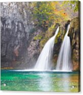 Waterfall At Plitvice Lakes National Acrylic Print