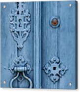 Weathered Blue Door Lock Acrylic Print
