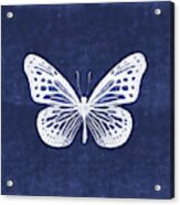 White And Indigo Butterfly- Art By Linda Woods Acrylic Print