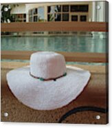 White Hat At The Pool Acrylic Print