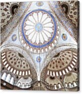 Wideangle View Of Blue Mosque Ceiling Acrylic Print