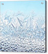 Window Frost White Blue Background Acrylic Print