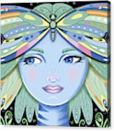 Insect Girl, Winga - Oblong Black Acrylic Print