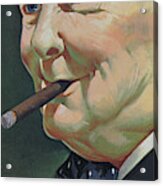 Winston Churchill With A Cigar Acrylic Print