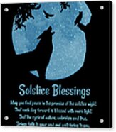 Winter Solstice Yule Wolf, Owl, Raven And Moon Blessings Acrylic Print