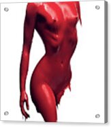 Woman Body Red Paint Acrylic Print
