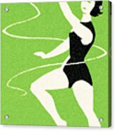 Woman Dancing With Ribbon Acrylic Print