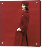 Woman In Red On A Red Background Acrylic Print