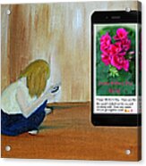 Woman Texting Her Mothers Day Card Acrylic Print