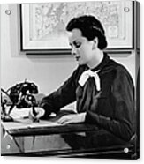 Woman Writing At Desk Acrylic Print
