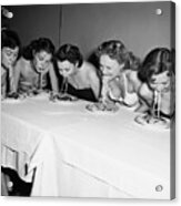 Women In A Spaghetti Eating Contest Acrylic Print