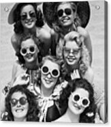 Women In Swimwear Modeling Sunglasses Acrylic Print