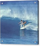 Women's World Surfing Champion Riding A Wave Acrylic Print