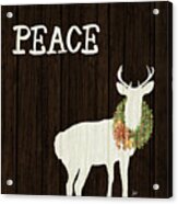 Wooden Deer With Wreath Ii Acrylic Print