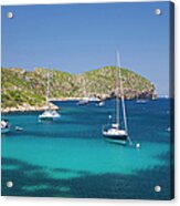 Yachts At Anchor In Cabreras Sheltered Acrylic Print