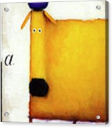 Yellow Dog With Apple Acrylic Print