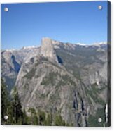 Yosemite National Park Half Dome And Twin Waterfalls View From Glacier Point Acrylic Print