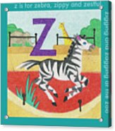 Z Is For Zebra Acrylic Print