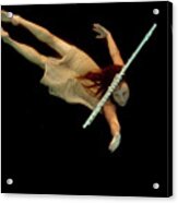 Artist Magically Floating With Her Flute 73 #2 Acrylic Print