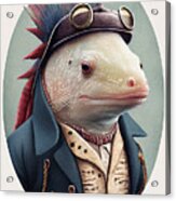 Axolotl In Suit Watercolor Hipster Animal Retro Costume #1 Acrylic Print