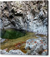 Beautiful Waterfall Splashing In The Canyon Troodos Cyprus Acrylic Print