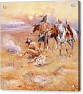 Blackfeet Burning Crow Buffalo Range By Charles Marion Russellby Charles Marion Russell By Charles M Acrylic Print