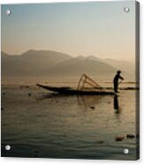 Fisherman At Inle Lake Acrylic Print