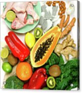 Foods That Boost The Immune System Including Fruit, Vegetables And Poultry. #1 Acrylic Print
