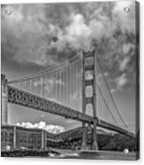 Golden Gate Bridge And Ft Point Black And White Acrylic Print