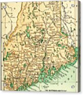 Maine Antique Map 1891 #1 Acrylic Print