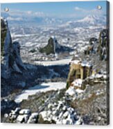 Meteora In Winter #1 Acrylic Print