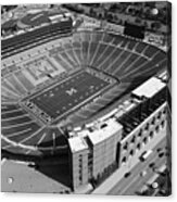 Michigan Stadium Overhead In Black And White #1 Acrylic Print
