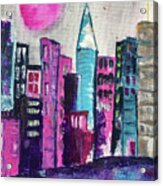 Pink Moon City Acrylic Print