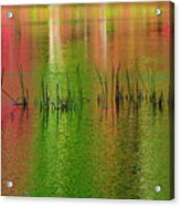 Red And Green Colors Reflection In Water #2 Acrylic Print