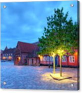 Street And Houses In Ribe Town, Denmark - Hdr #1 Acrylic Print