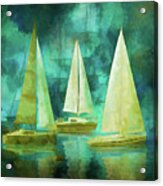 Teal Sailboats #1 Acrylic Print