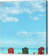 Three Deck Chairs Near The Ocean #1 Acrylic Print