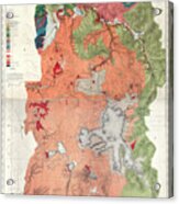 Yellowstone National Park Vintage Preliminary Geological Map 1878 #2 Acrylic Print