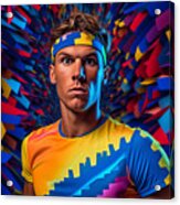Maximalist  Famous  Sports  Athletes  Rafael  Nadal  By Asar Studios #11 Acrylic Print
