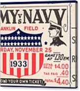1933 Army Vs. Navy Football Ticket Art Acrylic Print