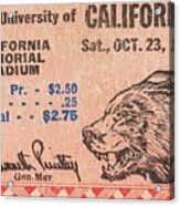 1937 Cal Bears Football Ticket Remix Art Acrylic Print