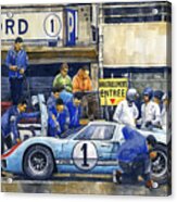 1966 Le Mans 24 Pit Stop  Ford Gt40 Mkii  Ken Miles Denny Hulme Acrylic Print