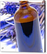 Aromatherapy Bottle With Blue Flower Background Acrylic Print