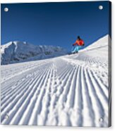 Austria, Salzburg, Mid Adult Man Skiing In Mountain Of Altenmarkt Zauchensee #2 Acrylic Print