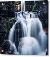 Cascade Of Two Large Waterfalls On The Small River Jedlova Acrylic Print