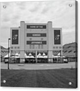 Kansas Jayhawks Football Stadium In Black And White Acrylic Print