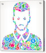 Man's Face Portrait  Money Vector Icon Pattern #2 Acrylic Print