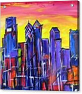 Philly Skyline Sunset Acrylic Print