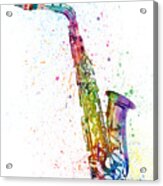 Saxophone Abstract Watercolor #2 Acrylic Print