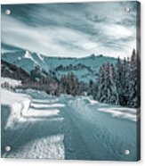Snowy Road In The French Alps #2 Acrylic Print